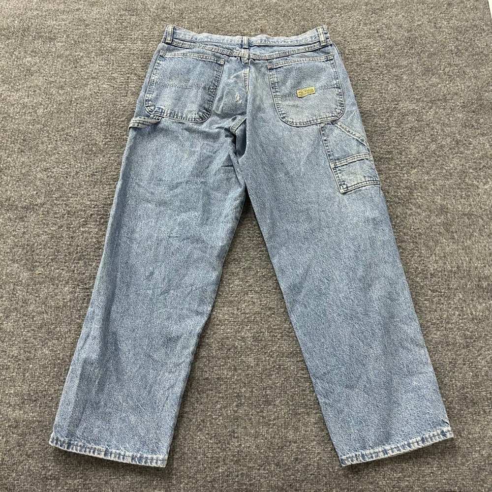 Wrangler Carpenter Jeans Mens Size 34x28 Blue Denim Relaxed Fit Utility Workwear